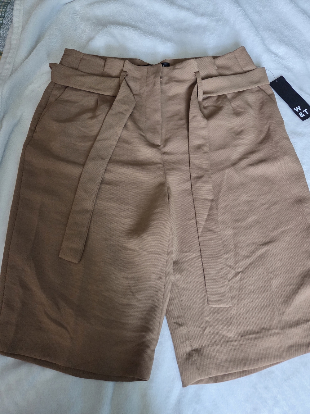 Women's Tan Belted Shorts